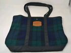 Pendleton Wool Tote Bag Handbag Purse Black Watch Tartan Plaid Green Blue VTG