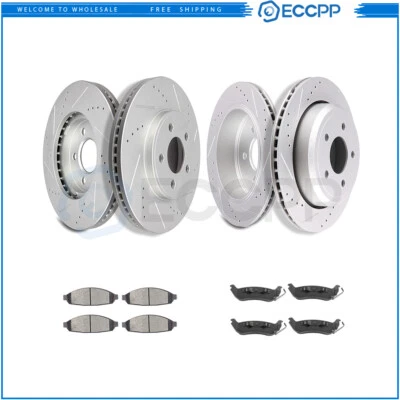Front + Rear Ceramic Brake Pads Rotors For 2003-2011 Ford Crown Victoria Mercury - Imagem 1 de 4