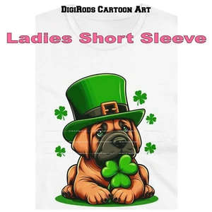 T-Shirt Mastiff Welpe Hund Irish Pride Kobold DigiPups Cartoon Damen - Bild 1 von 4