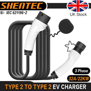 Shentec 3Phase EV Charger Electric Car Charging Cable 32A Vehicles Charge Type2 to Type2>