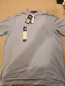 U.S. Polo Assn. Men's XL Ultimate Pique Powder Blue Short Sleeve Polo Shirt NWT - Picture 1 of 9