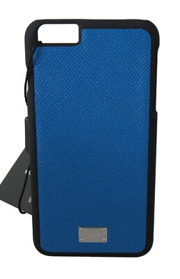 DOLCE & GABBANA Phone Case Cover Blue Leather Silver DG Logo iPhone 6 Plus $200 - Image 1 of 4