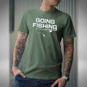 Going Fishing Men's T-Shirt Funny Fishing Carp Pike Angler Fisherman Baiter  - Picture 1 of 5