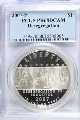 2007 P Desegregation-Little Rock HS-PCGS PR68DCAM Modern Commem Silver Dollar - Image 1 of 2