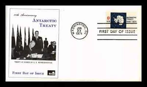 PENGUINS ANTARCTIC TREATY 10TH ANNIV SOUTH POLE SCARCE PRETIGE CACHET FDC 1971 - Picture 1 of 1