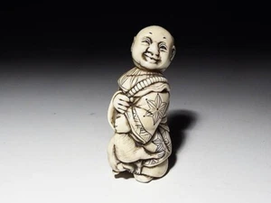 Karako antiguo japonés tallado con ratón Netsuke Inro Sagemono período Meiji - Imagen 1 de 8