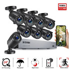 ZOSI 8CH 5MP Lite DVR 1080P Outdoor CCTV Security Camera System Kit Night Vision