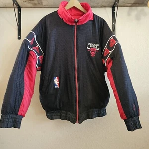 Vintage Pro player NBA Mens XL Red Black Chicago Bulls Reversible Puffer Jacket - Picture 1 of 20
