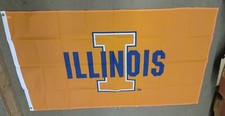 ORANGE Illinois Fighting Illini Chief Flag 3x5 feet NEW grommets - banner  Bar Decor Man Cave