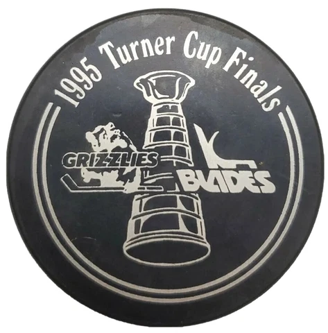 READ! 1995 TURNER CUP FINALS UTAH GRIZZLIES VS KC BLADES ANNIVERSARY PUCK Cover