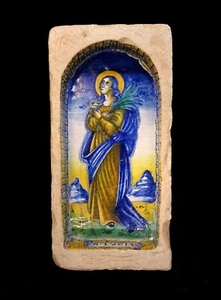 Kachel Renaissance -dekoration Polychrom -glacure - Italien 16°/17° S.Heilige - Bild 1 von 20