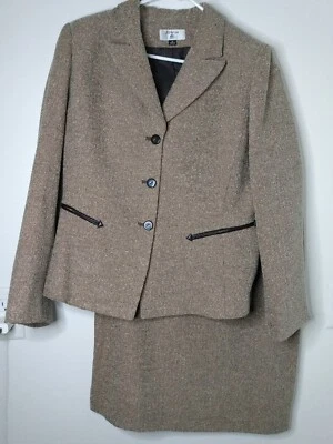 Blazer y falda Stresa para mujer talla 14 conjunto de 2 piezas marrón 3 botones delantero occidental NUEVO Foto 1 de 4