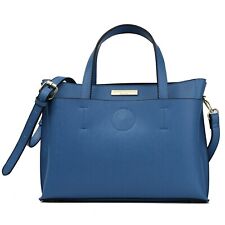 NWB Suzy Levian Blue Saffiano Faux Leather Satchel PZ5011A $374 Dust Bag FS