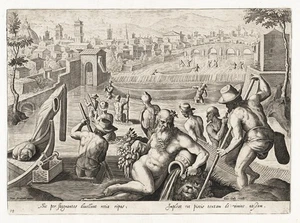 Pesca pesca Neptuno Stradanus Venationes Ferarum graving 1578 - Imagen 1 de 1