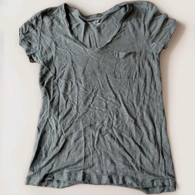 Camisa Top Para Mujer J.Crew Talla Pequeña Verde Brillante 100% Lino Bolsillo Camiseta Cuello en V Foto 1 de 4