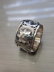 Silpada 925 Sterling Silver Celestial Wide Band Ring Size 8 Isreal Rare - Picture 1 of 9