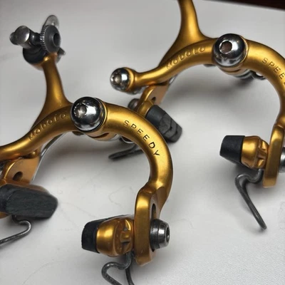 Vintage Modolo Speedy Brake  Set Gold Race Eroica Italy Ano Anodized with pads - Bild 1 von 4