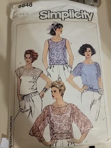 Simplicity 6848 Top Size 10 -16 three Styles Top lace Insert Sewing pattern - Picture 1 of 2