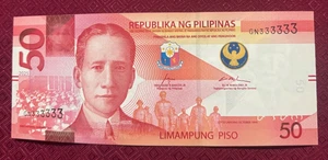 FILIPINAS: 50 PESOS NGC 2025 MARCOS REMOLONA SERIE SÓLIDA GN333333 - Imagen 1 de 2