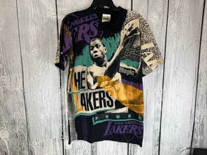 AOP Magic Johnson 90s Vintage T-Shirt La Lakers All-Over Print, Medium - Picture 1 of 13