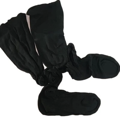 Medias de liga transparentes para caminar vintage tejidas planas derecha sin costuras negras 9 largas 33" Foto 1 de 4