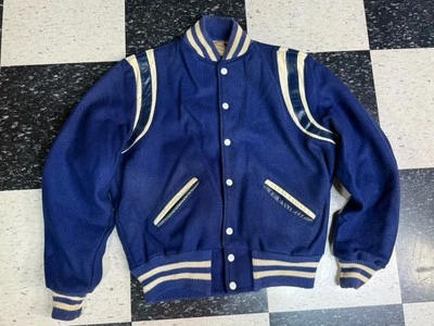 Chaqueta Letterman Universitaria Vintage Howe Atlética Cuero Lana y Cuero Talla 38 Foto 1 de 4