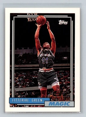 1992-93 Topps Rookie RC #299 Litterial Green Orlando Magic Basketball Card - Image 1 of 2