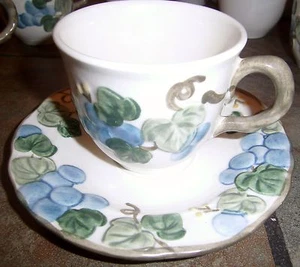 METLOX ~ POPPYTRAIL 'SCULPTURED GRAPE' CUP & SAUCER, EUC, (7) SETS AVAIL. - Picture 1 of 1