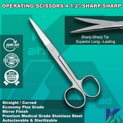 10 Surgical Operating Dissecting Scissors Standard 4.5" Straight Sharp/Sharp - Image 1 of 2