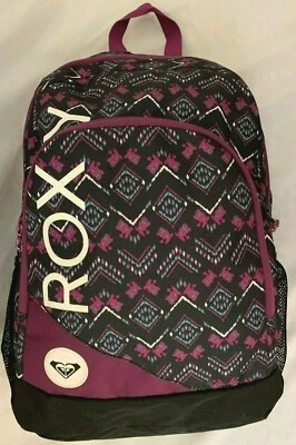 ROXY Purple Geometric 6X12X17" Back Pack Purse Handbag with 8 Compartments - Image 1 of 3