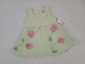 Vintage THOMAS - Green W/ Pink Floral Baby Dress Newborn 3-6 Months NWT NOS NEW - Picture 1 of 8