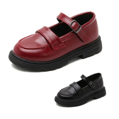 GIRLS YOUTH SCHOOL SHOES KIDS CASUAL FORMAL WEDDING PARTY DRESS UP LEATHER SHOES - Image 1 of 4