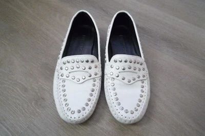 Mens Robert Zur White Studded Soft Leather Slip On Loafers Size 10 M - Image 1 of 4