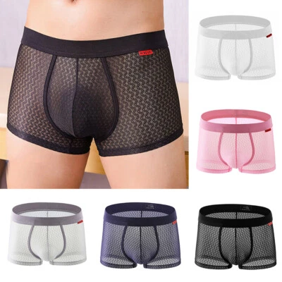 Slip Sexy Uomo Boxer a Rete Trasparente Intimo Shor/? - Immagine 1 di 4