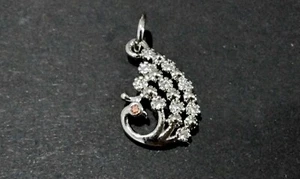 Brass Micro Pave Cubic Zirconia Charm w Jump Ring, Peacock, 14.5x10x2mm, 1 pce - Foto 1 di 1