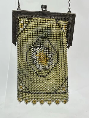 Cartera Art Deco Vintage Whiting And Davis Malla Elasah GIRASOL ESMALTADO  Foto 1 de 4