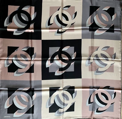 CHANEL Logo CC Camellia Multicolor Silk Square Neckerchief Scarf - Image 1 of 4