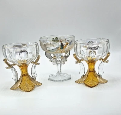 1909 SYRIA Masonic Glass Goblet Pittsburgh PA Louisville KY Shriners Freemason - Image 1 of 4