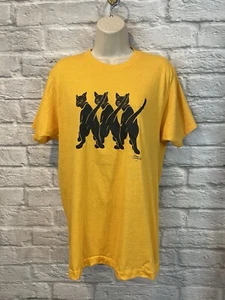 Vintage 80s Floria Designs Screen Stars Gold Cats Graphic T-Shirt XL USA - Bild 1 von 8