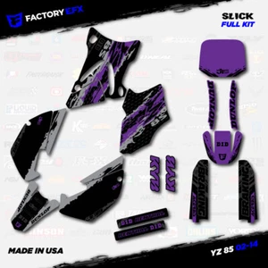 Gray & Purple Slick Racing Graphics kit fits 02-14 Yamaha Yz85 YZ 85 # Plate - Picture 1 of 2
