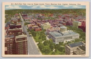 Bird's Eye View of State Capitol Columbus Ohio OH 1950s Postcard Aerial View - Picture 1 of 2