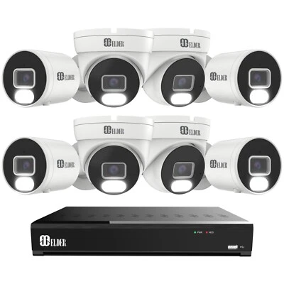 Elder 4K Security Camera System 8MP, 8-Camera Surveillance PoE NVR 4TB DIY Wired - Image 1 of 4
