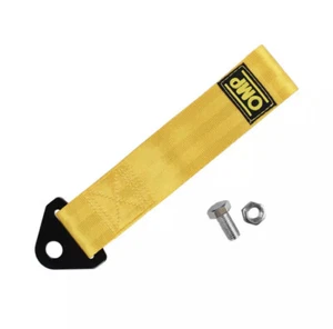 Correa de remolque OMP Racing 28 cm nailon amarillo con perno de fijación cuerda de remolque estilo JDM 2T - Imagen 1 de 4
