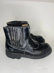 john fluevog Ankle Boots Men Size 9 Black Leather Zip Casual - Picture 1 of 18
