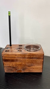 Handmade Wooden Glass Pencil Organizer Brown - Picture 1 of 9