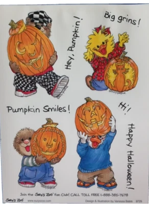 SUZY'S ZOO" PUMPKIN SMILES" STICKER SHEET #9729 - Image 1 of 2