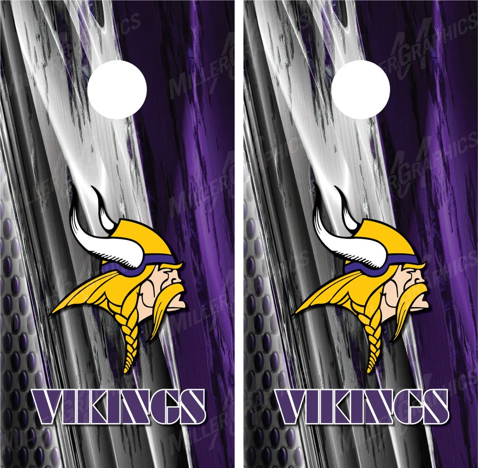 MILLER GRAPHICS Minnesota Vikings Ripped Metal Cornhole Board Decal Wrap Wraps