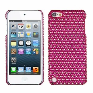 Asmyna Dots Hot Pink/White Diamante Back Protector Cover for iPod touch 5 - Picture 1 of 1