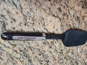 KitchenAid Classic Black Silicone Solid Spatula Plastic Chrome Handle Utensil - Picture 1 of 3