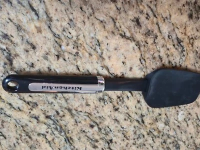 KitchenAid Classic Black Silicone Solid Spatula Plastic Chrome Handle Utensil - Image 1 of 3
